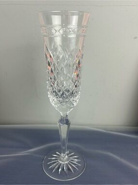 Wedgwood Crystal Champagne Flute Vintage Diamond Cut Toasting Wine Glass Signed